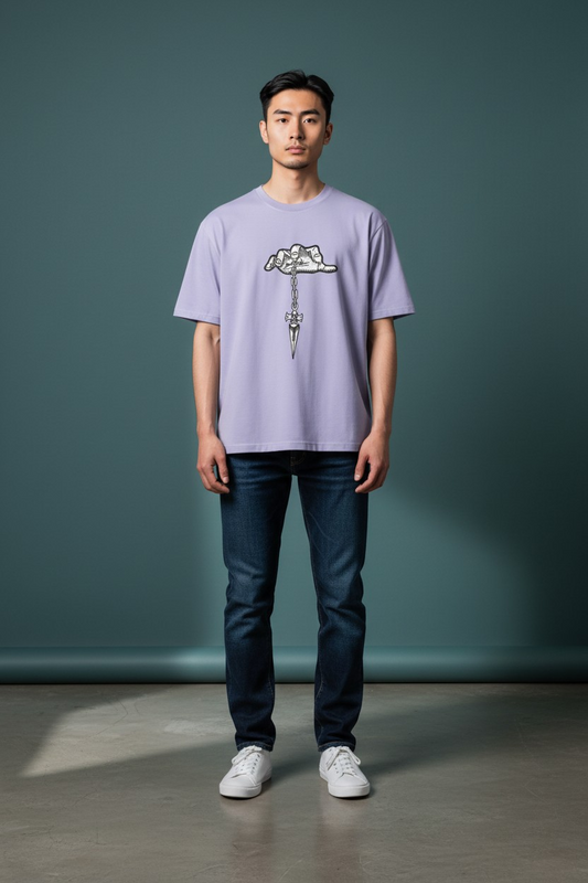 Stake Chain in Streetwear Embroidery Oversized Tshirt