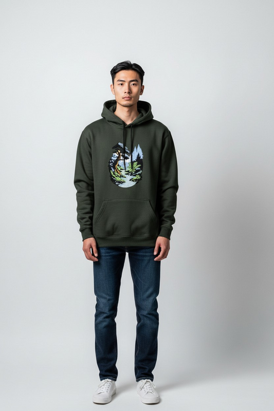The Evergreen Sanctuary Embroidered Hoodie