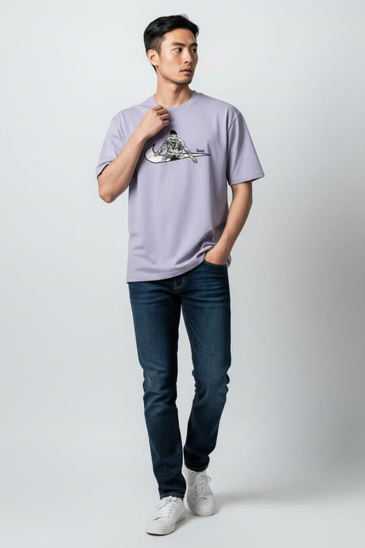 Lavender Ronaldo Embroidery Oversized Tshirt