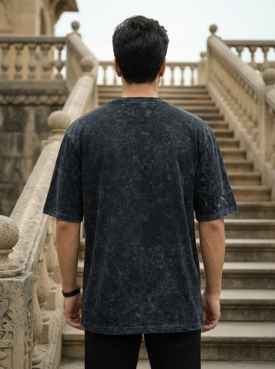 Black Acid Wash Oversized Tshirt