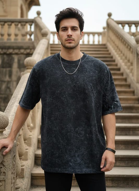 Black Acid Wash Oversized Tshirt