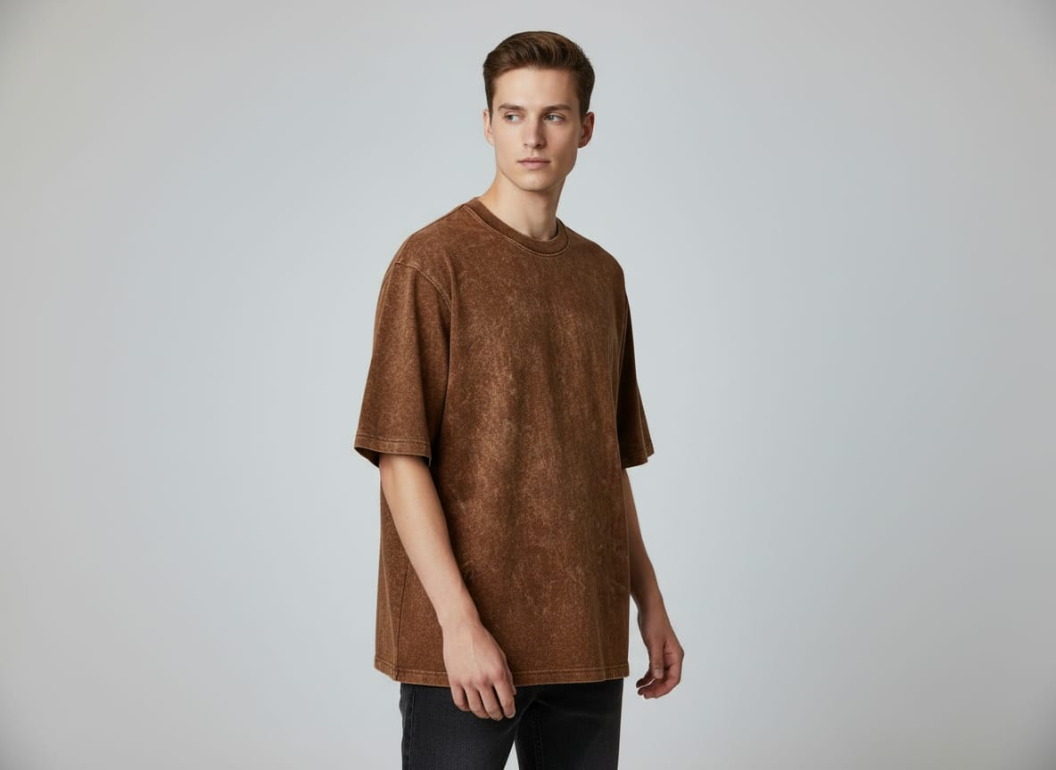 Brown Acid Wash Oversized Tshirt