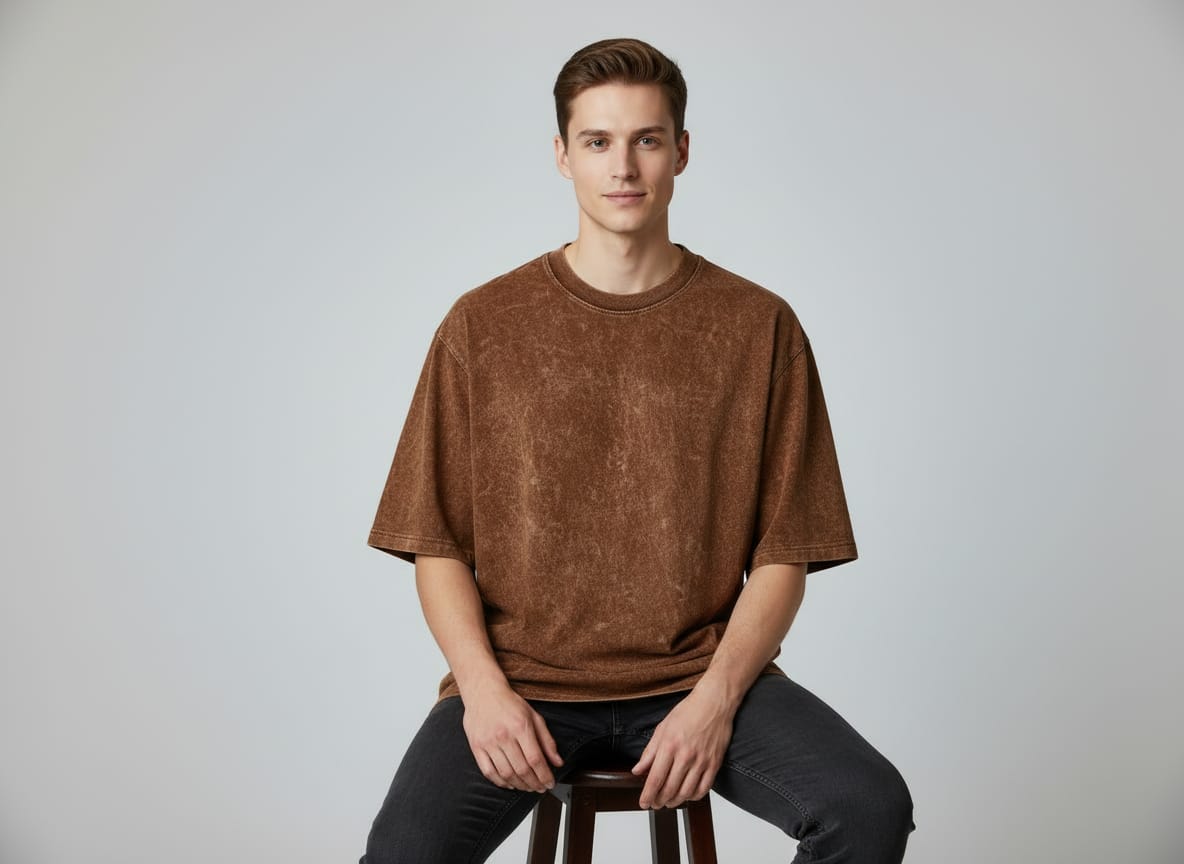 Brown Acid Wash Oversized Tshirt