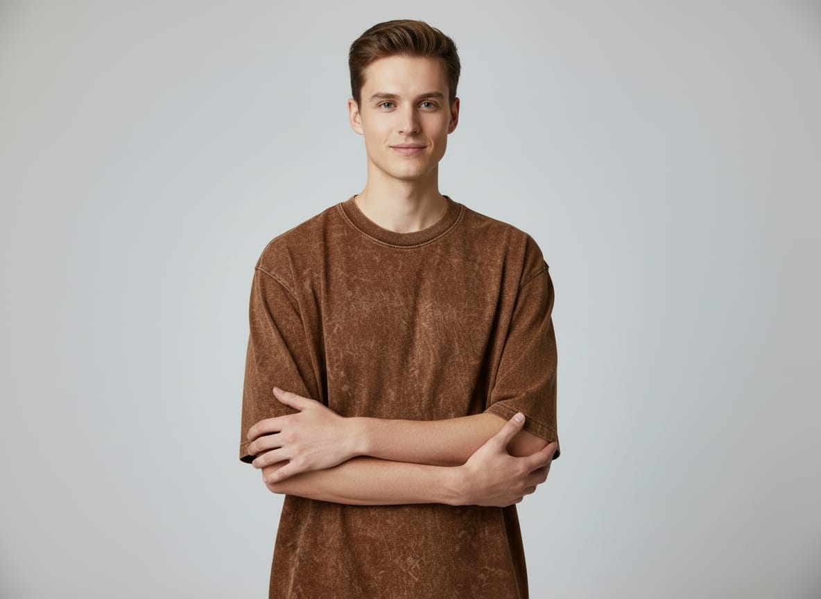 Brown Acid Wash Oversized Tshirt